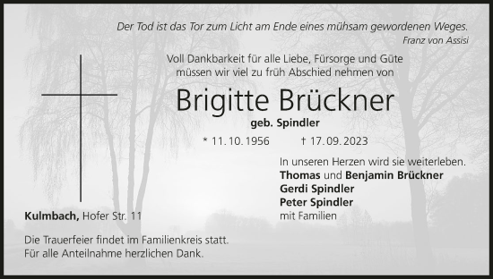 Anzeige von Brigitte Brückner von MGO