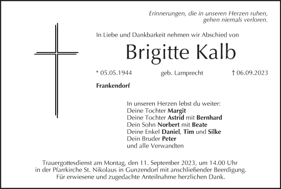 Anzeige von Brigitte Kalb von MGO