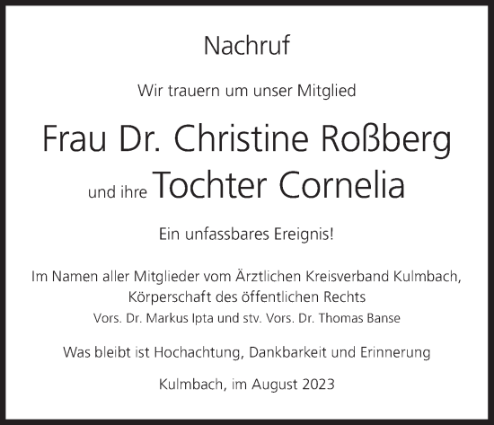 Anzeige von Christine Roßberg von MGO