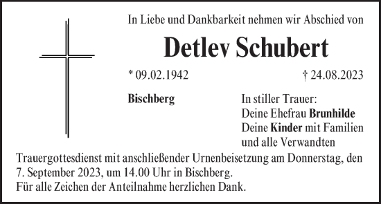 Anzeige von Detlev Schubert von MGO