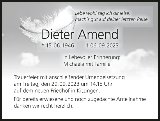 Anzeige von Dieter Amend von MGO
