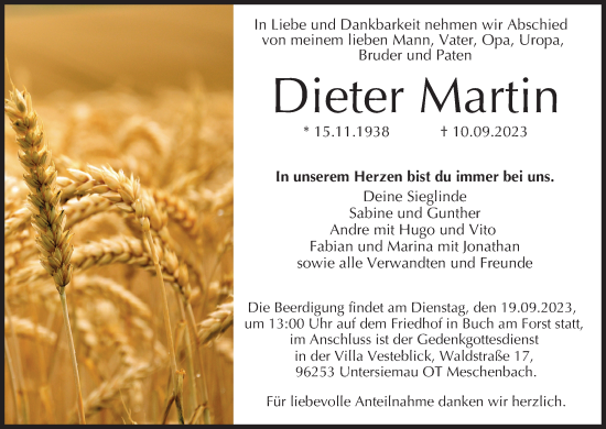 Anzeige von Dieter Martin von MGO