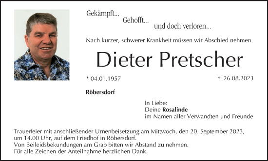 Anzeige von Dieter Pretscher von MGO