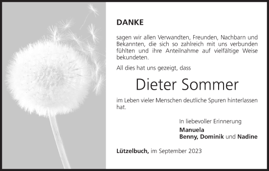 Anzeige von Dieter Sommer von MGO