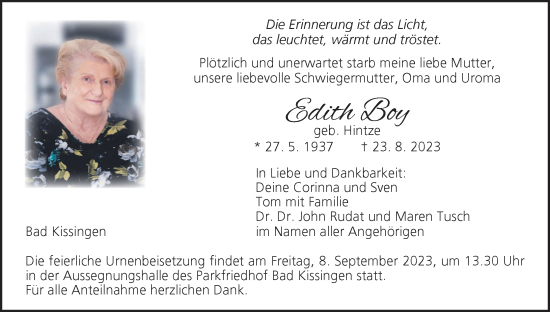 Anzeige von Edith Boy von MGO