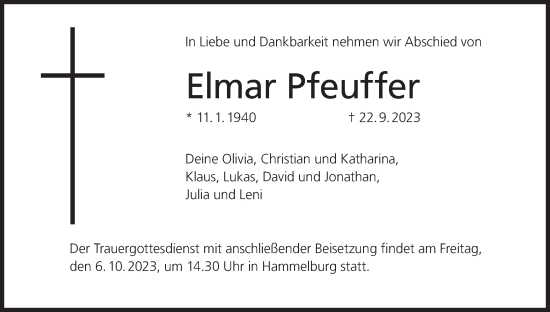 Anzeige von Elmar Pfeuffer von MGO