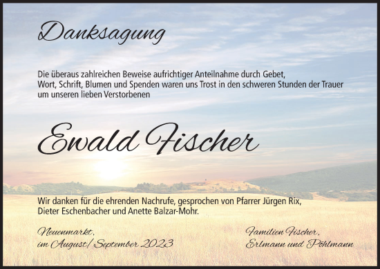 Anzeige von Ewald Fischer von MGO