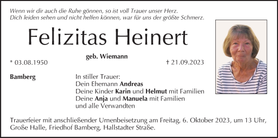 Anzeige von Felizitas Heinert von MGO
