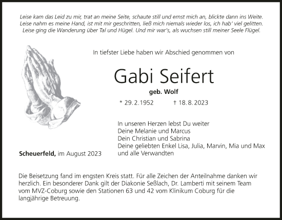 Anzeige von Gabi Seifert von MGO