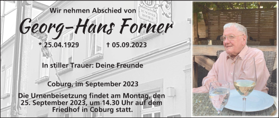 Anzeige von Georg-Hans Forner von MGO