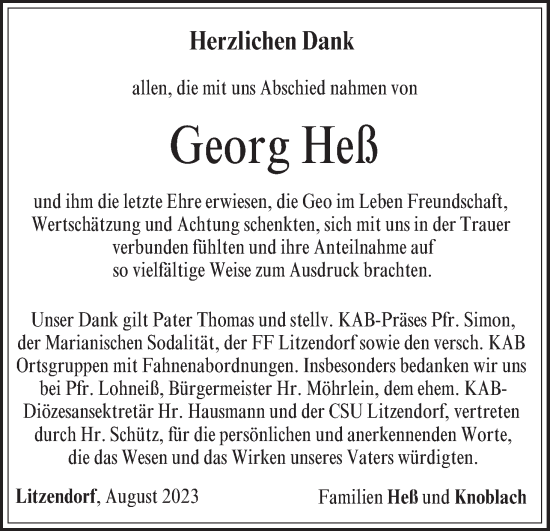 Anzeige von Georg Heß von MGO