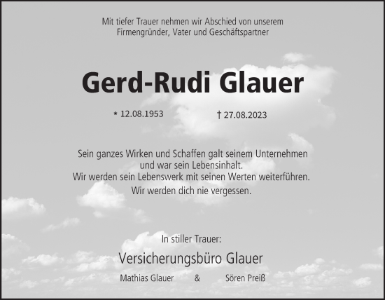 Anzeige von Gerd-Rudi Glauer von MGO
