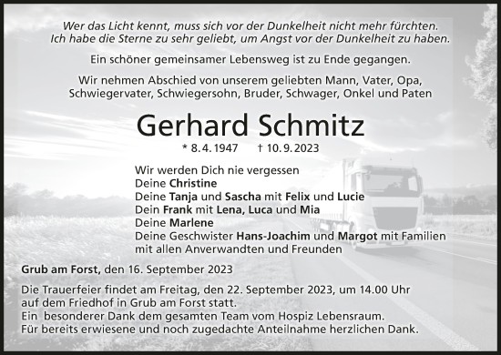 Anzeige von Gerhard Schmitz von MGO