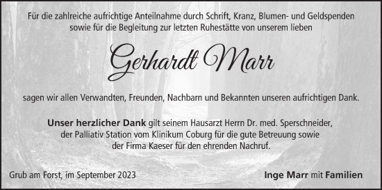 Anzeige von Gerhardt Marr von MGO