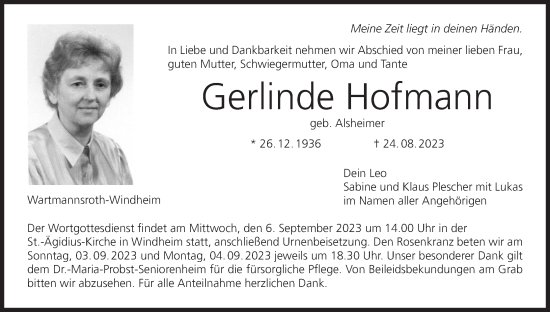 Anzeige von Gerlinde Hofmann von MGO