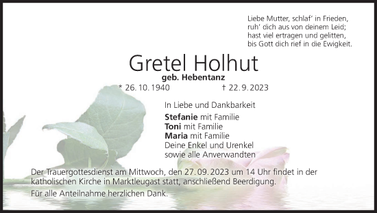 Anzeige von Gretel Holhut von MGO