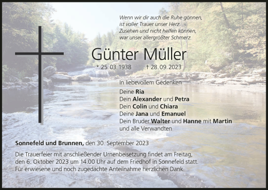 Anzeige von Günter Müller von MGO