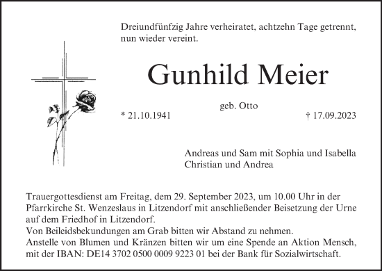 Anzeige von Gunhild Meier von MGO