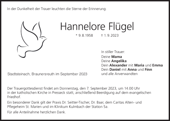 Anzeige von Hannelore Flügel von MGO