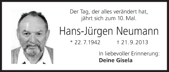 Anzeige von Hans-Jürgen Neumann von MGO