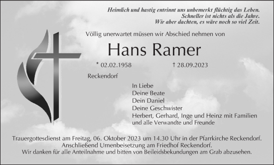 Anzeige von Hans Ramer von MGO