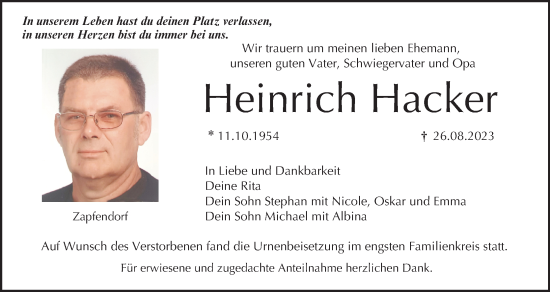 Anzeige von Heinrich Hacker von MGO