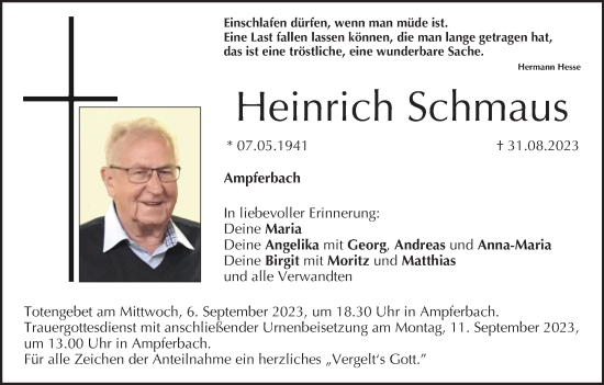 Anzeige von Heinrich Schmaus von MGO