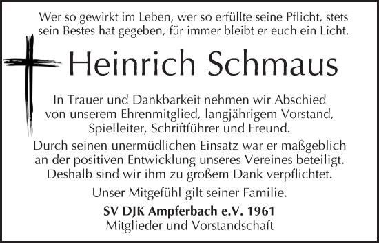 Anzeige von Heinrich Schmaus von MGO