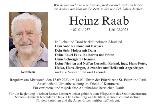 Anzeige von Heinz Raab von MGO