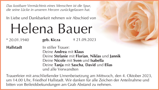 Anzeige von Helena Bauer von MGO