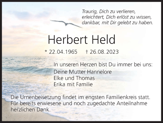 Anzeige von Herbert Held von MGO