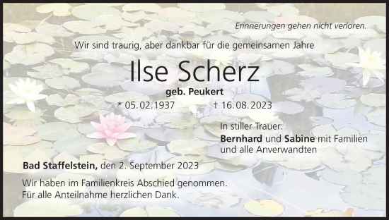 Anzeige von Ilse Scherz von MGO