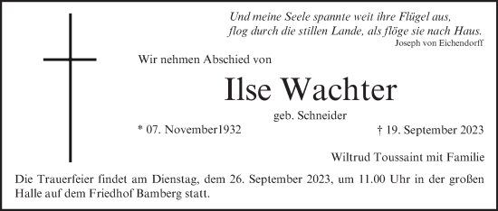 Anzeige von Ilse Wachter von MGO