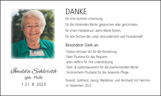 Anzeige von Imelda Schlereth von MGO