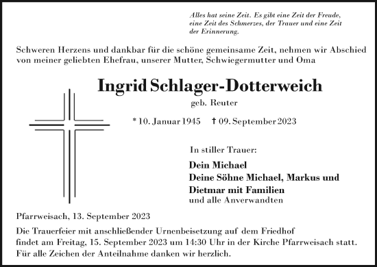 Anzeige von Ingrid Schlager-Dotterweich von MGO