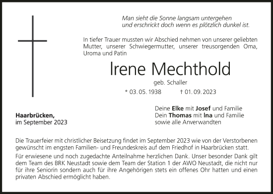 Anzeige von Irene Mechthold von MGO