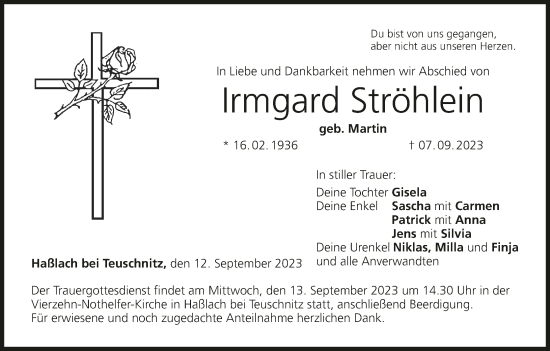 Anzeige von Irmgard Ströhlein von MGO