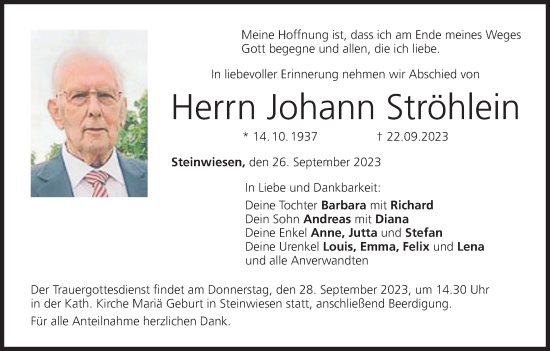 Anzeige von Johann Ströhlein von MGO