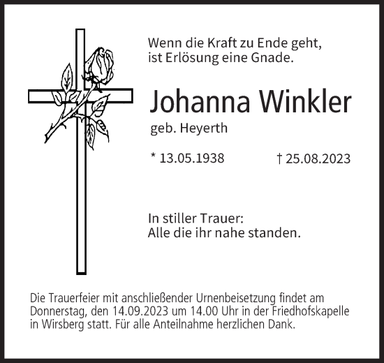 Anzeige von Johanna Winkler von MGO