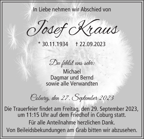 Anzeige von Josef Kraus von MGO