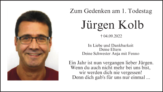 Anzeige von Jürgen Kolb von MGO