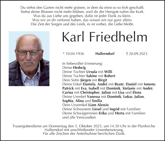 Anzeige von Karl Friedhelm von MGO