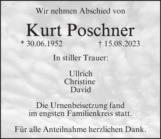 Anzeige von Kurt Poschner von MGO