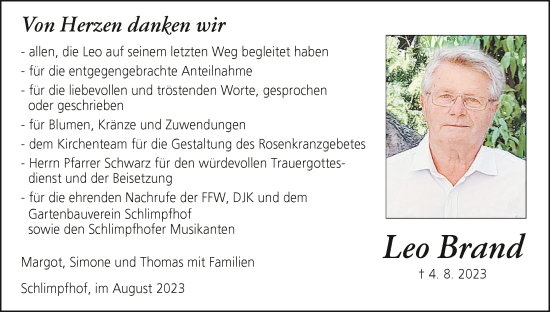 Anzeige von Leo Brand von MGO
