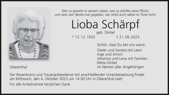 Anzeige von Lioba Schärpf von MGO