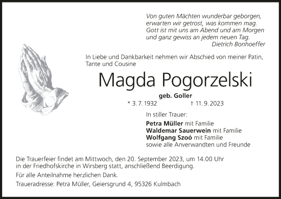 Anzeige von Magda Pogorzelski von MGO