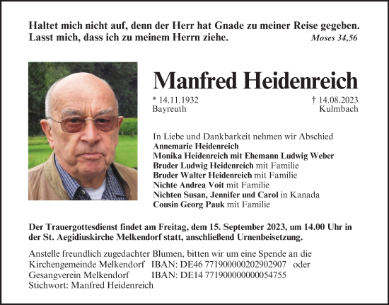 Anzeige von Manfred Heidenreich von MGO