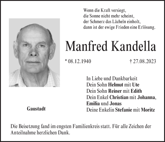 Anzeige von Manfred Kandella von MGO