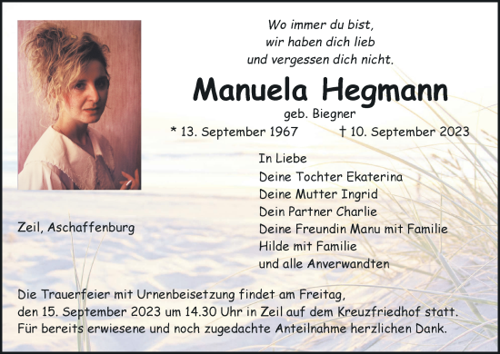 Anzeige von Manuela Hegmann von MGO