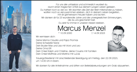 Anzeige von Marcus Menzel von MGO